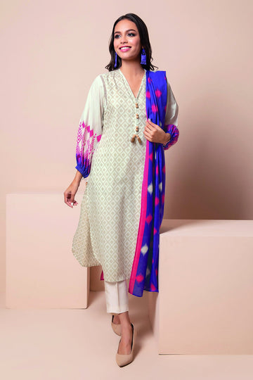 Khaadi L22103 White Summer Lawn 2022 Online Shopping